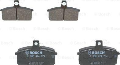 BOSCH 0 986 424 274 - Bremžu uzliku kompl., Disku bremzes autospares.lv