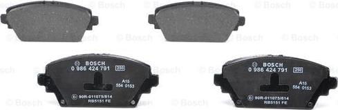 BOSCH 0 986 424 791 - Bremžu uzliku kompl., Disku bremzes www.autospares.lv