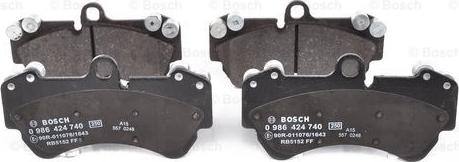 BOSCH 0 986 424 740 - Bremžu uzliku kompl., Disku bremzes www.autospares.lv