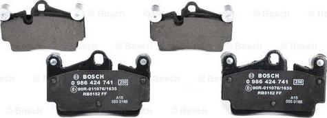 BOSCH 0 986 424 741 - Тормозные колодки, дисковые, комплект www.autospares.lv