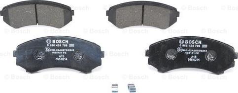 BOSCH 0 986 424 709 - Тормозные колодки, дисковые, комплект www.autospares.lv