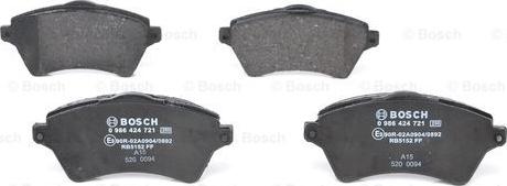 BOSCH 0 986 424 721 - Bremžu uzliku kompl., Disku bremzes www.autospares.lv