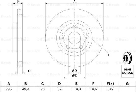 BOSCH 0 986 479 454 - Bremžu diski www.autospares.lv