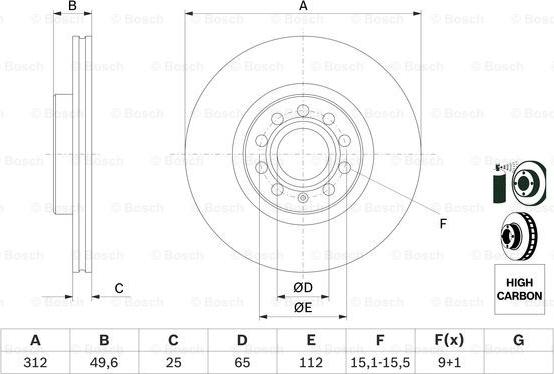 BOSCH 0 986 479 058 - Тормозной диск www.autospares.lv