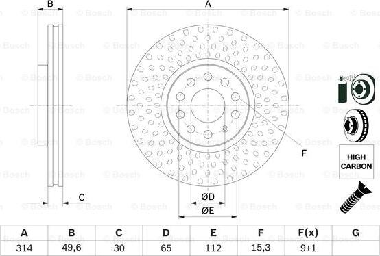 BOSCH 0 986 479 735 - Bremžu diski autospares.lv