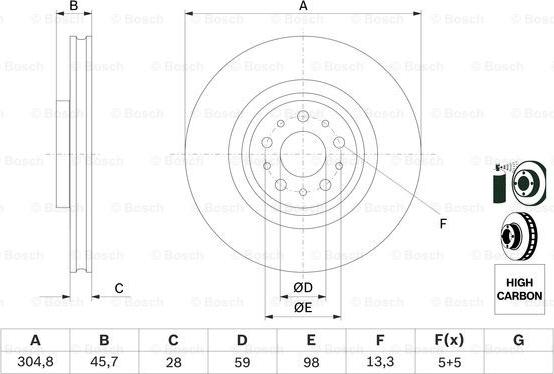 BOSCH 0 986 479 736 - Bremžu diski www.autospares.lv