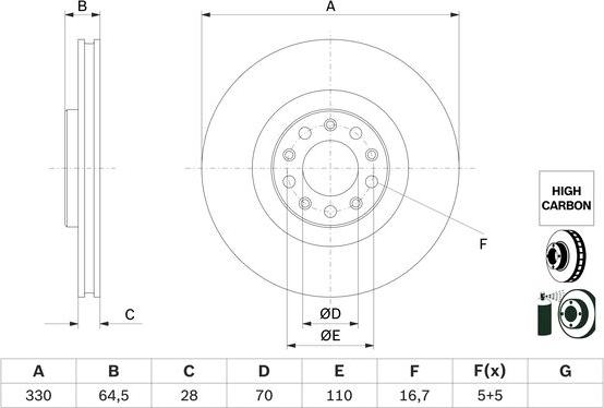 BOSCH 0 986 479 E88 - Bremžu diski autospares.lv