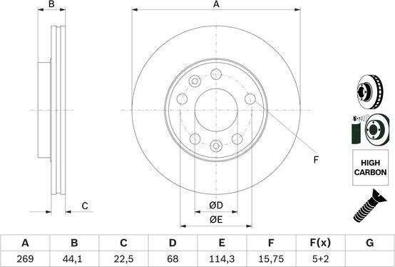 BOSCH 0 986 479 F65 - Bremžu diski www.autospares.lv