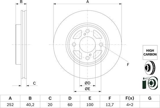 BOSCH 0 986 479 F37 - Bremžu diski www.autospares.lv