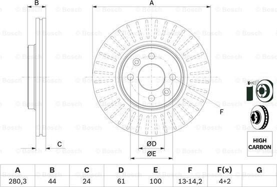 BOSCH 0 986 478 590 - Bremžu diski www.autospares.lv