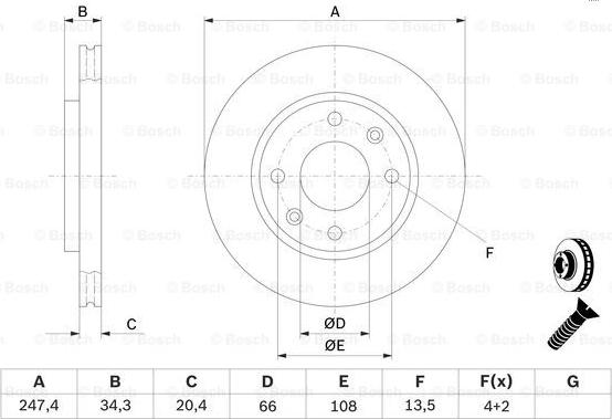 BOSCH 0 986 478 370 - Тормозной диск www.autospares.lv