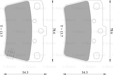 BOSCH 0 986 505 076 - Bremžu uzliku kompl., Disku bremzes autospares.lv