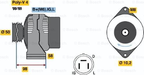 BOSCH 0 986 044 981 - Генератор www.autospares.lv