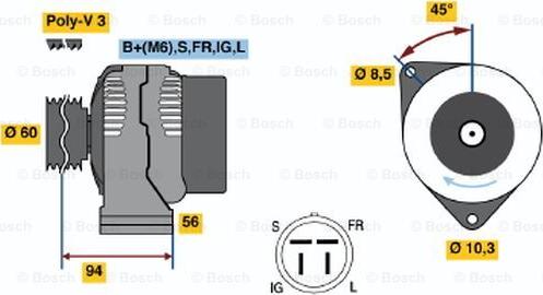 BOSCH 0 986 044 791 - Alternator www.autospares.lv