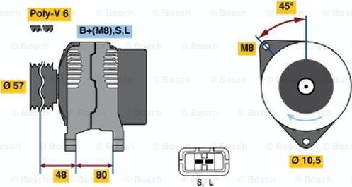 BOSCH 0 986 045 661 - Генератор www.autospares.lv