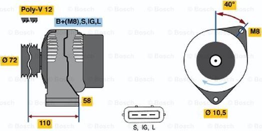 BOSCH 0 986 046 040 - Генератор www.autospares.lv