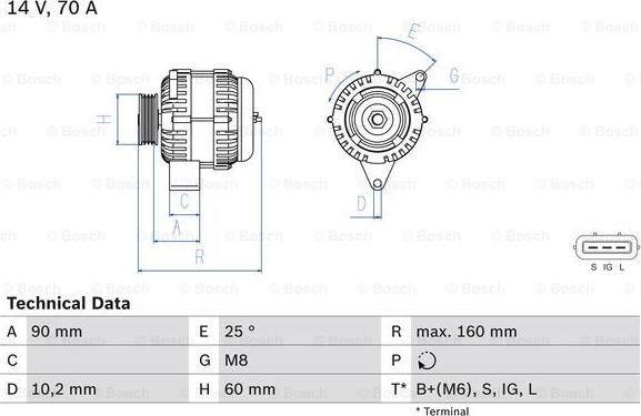 BOSCH 0 986 040 461 - Alternator www.autospares.lv