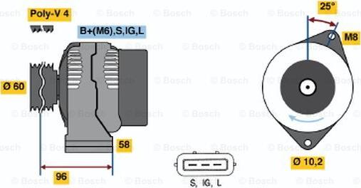 BOSCH 0 986 040 501 - Генератор www.autospares.lv