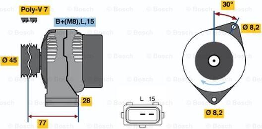 BOSCH 0 986 041 391 - Генератор www.autospares.lv