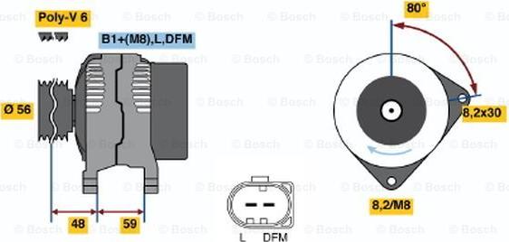 BOSCH 0 986 048 160 - Генератор www.autospares.lv