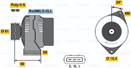 BOSCH 0 986 043 051 - Ģenerators www.autospares.lv