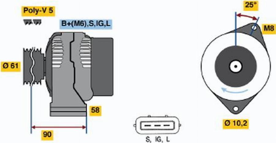 BOSCH 0 986 043 031 - Ģenerators www.autospares.lv