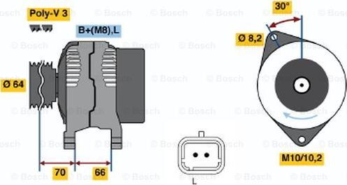 BOSCH 0 986 042 101 - Генератор www.autospares.lv