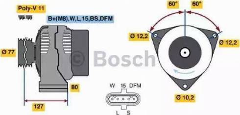 BOSCH 0 124 555 004 - Генератор www.autospares.lv