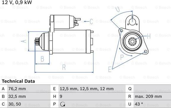 BOSCH 0 986 019 890 - Starteris autospares.lv