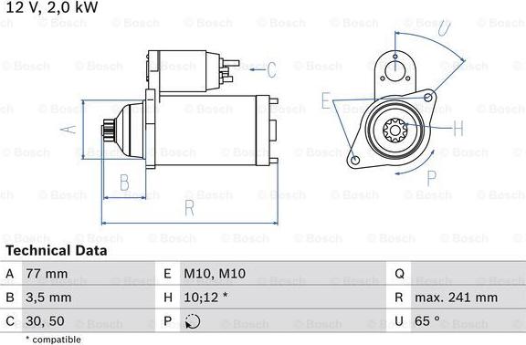 BOSCH 0 986 014 141 - Starteris www.autospares.lv