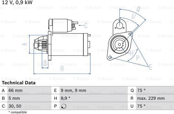 BOSCH 0 986 014 350 - Стартер www.autospares.lv