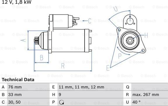 BOSCH 0 986 015 970 - Starteris autospares.lv