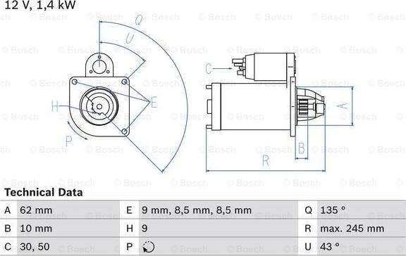 BOSCH 0 986 015 630 - Starteris autospares.lv