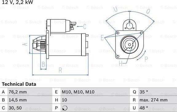 BOSCH 0 986 015 090 - Starteris www.autospares.lv