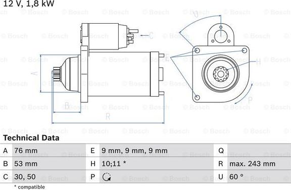 BOSCH 0 986 016 990 - Starteris www.autospares.lv