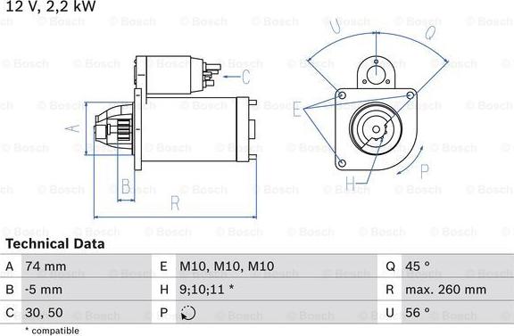 BOSCH 0 986 016 950 - Starteris autospares.lv