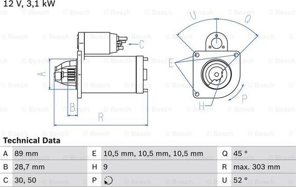 BOSCH 0 986 016 550 - Starteris autospares.lv