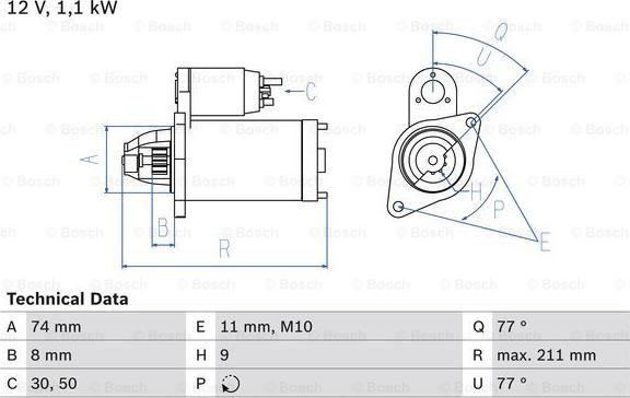 BOSCH 0 986 016 500 - Starteris autospares.lv