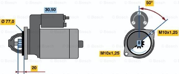 BOSCH 0 986 016 001 - Starteris autospares.lv