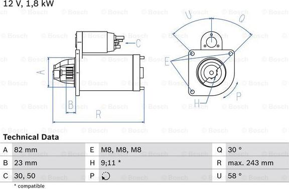 BOSCH 0 986 016 870 - Starteris autospares.lv