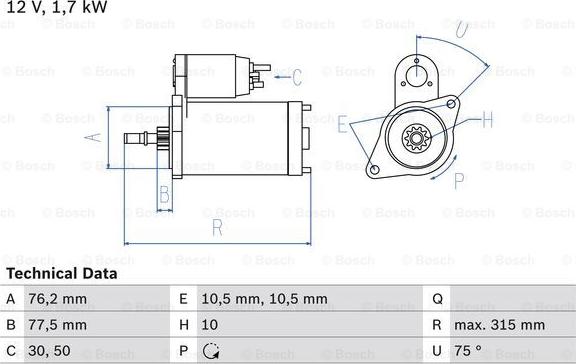 BOSCH 0 986 016 250 - Starteris www.autospares.lv