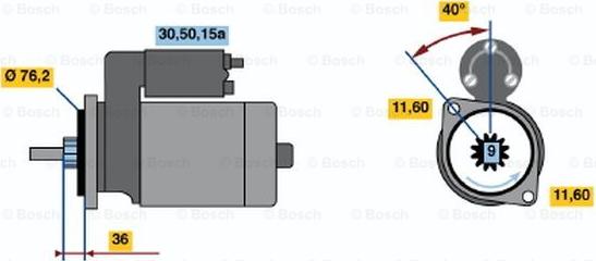 BOSCH 0 986 016 230 - Стартер www.autospares.lv