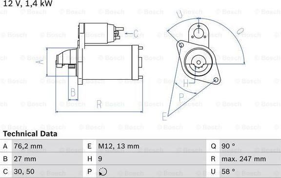 BOSCH 0 986 016 780 - Starteris autospares.lv