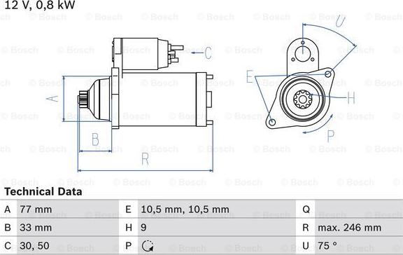 BOSCH 0 986 010 580 - Starter www.autospares.lv