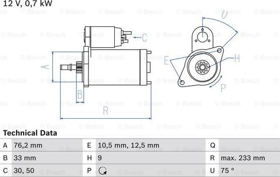 BOSCH 0 986 010 530 - Starter www.autospares.lv