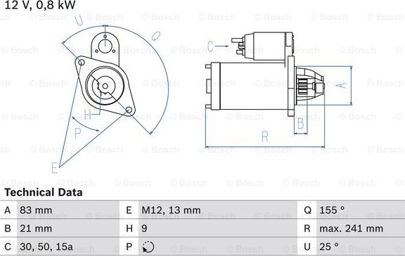 BOSCH 0 986 010 110 - Starteris autospares.lv