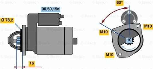 BOSCH 0 986 010 390 - Starteris autospares.lv