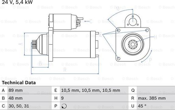 BOSCH 0 986 011 550 - Стартер www.autospares.lv