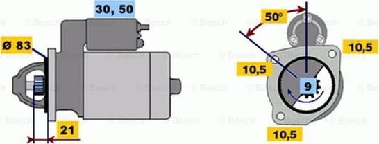 BOSCH 0 986 011 070 - Starter www.autospares.lv