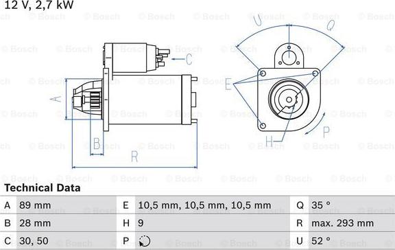 BOSCH 0 986 011 140 - Starteris autospares.lv